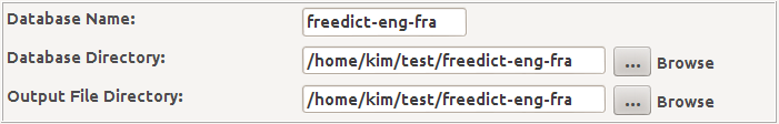 Filled database fields example