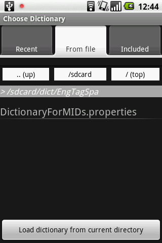 Load extracted dictionary form directory